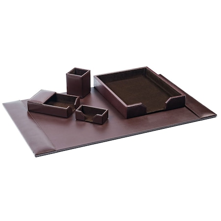 Dacasso Dark Brown Bonded Leather 5-Piece Desk Set DF-3602